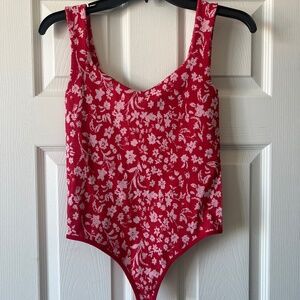 Free people red floral bodysuit